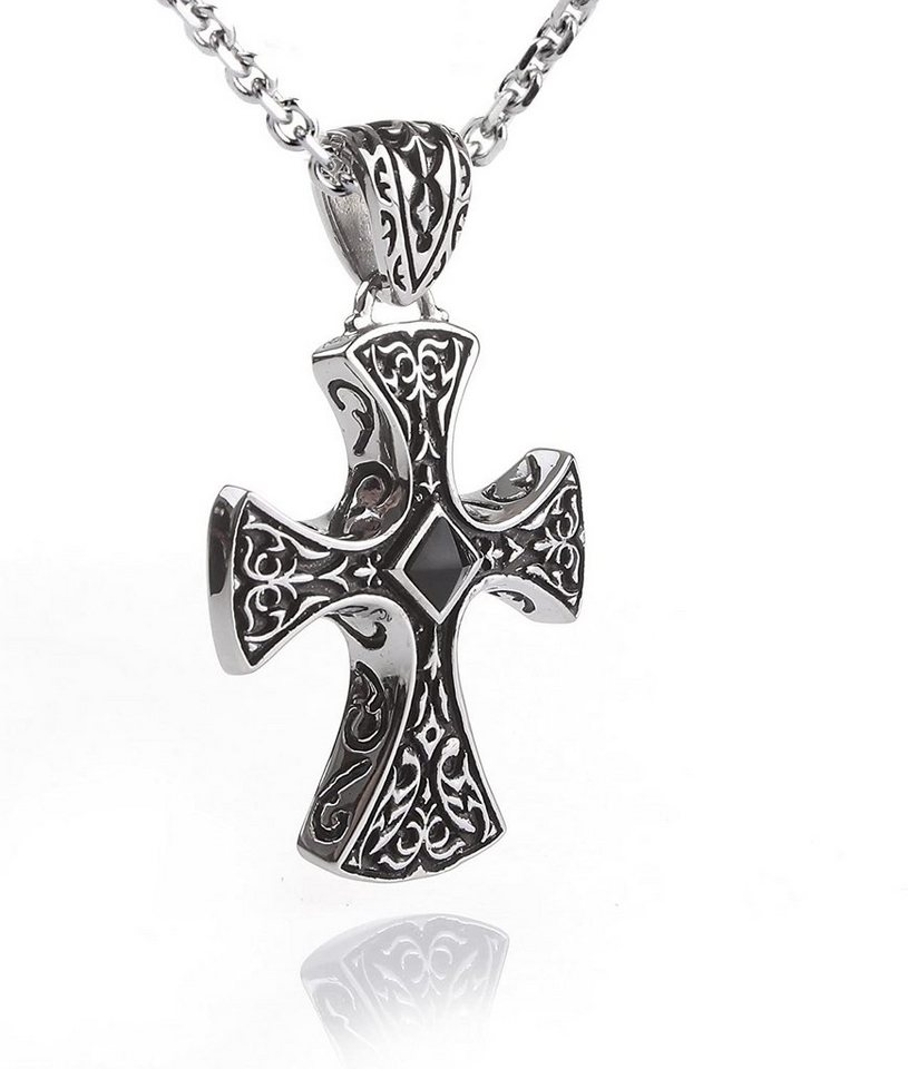 Karisma Kette mit Anhänger Karisma Edelstahl Mittelalter Anhänger Kreuz XL Mit Zikonia Schwarz Und Edelstahl Kette - Herrenschmuck - 50.0 Zentimeter von Karisma