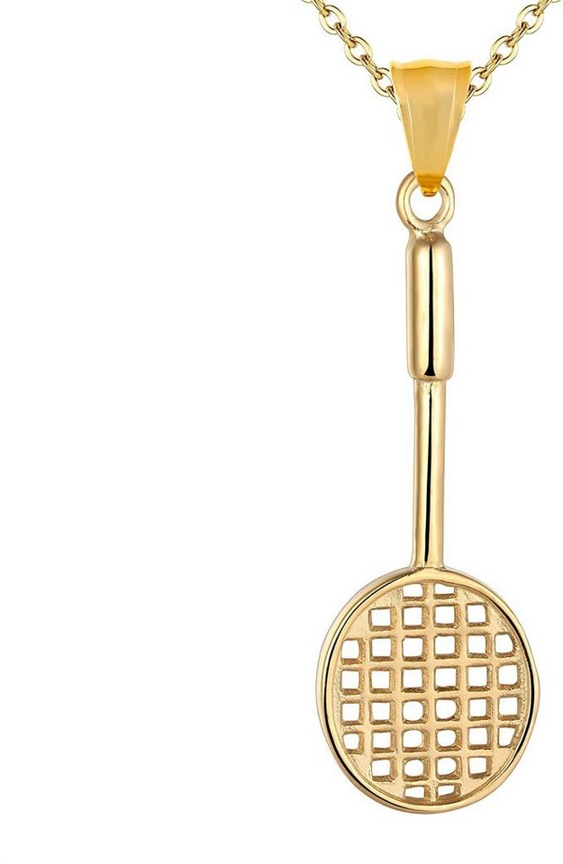 Karisma Kette mit Anhänger Karisma Männer Edelstahl Collier Anhänger Halskette -, Tennisschläger Sport - CSP1008 - Gold von Karisma