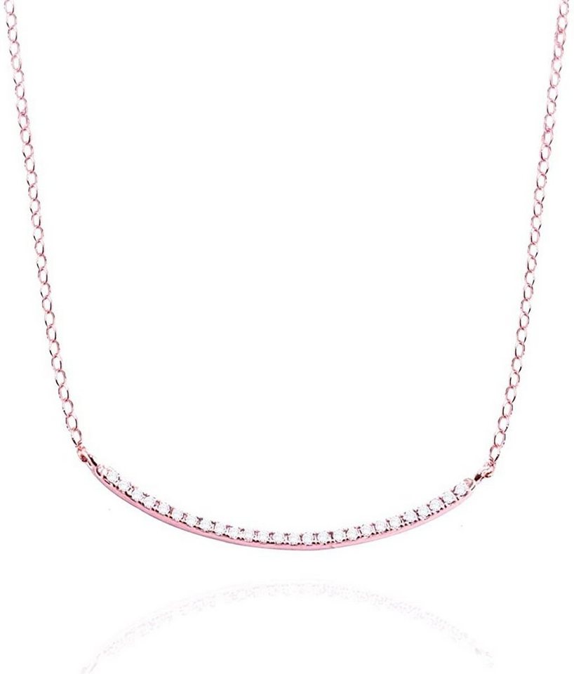 Karisma Kette mit Anhänger Karisma Moderne Klassische Damen Silber 925 kollier Kette Zirkonia Weiss mit Verlängerung 5cm HS-ERG104 - Silber Roségold von Karisma