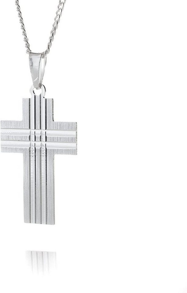 Karisma Kette mit Anhänger Karisma Silber 925 Kreuz Croce Anhänger Teil Matt Teil Glänzend, - Klassische Silber Kette 50cm"Made In Italy" CR106-0085 von Karisma