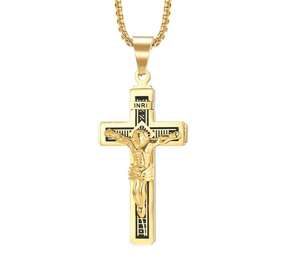 Karisma Kettenanhänger Edelstahl Kreuzanhänger Inri Jesus Kette Länge 55cm von Karisma