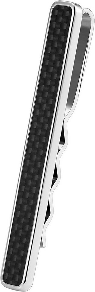 Karisma Krawattennadel Karisma Hochwertige Herren Edelstahl 316L Krawattennadel mit Karbon, Krawattenklammer/Tie Clip Farbwahl KTC202 - Karbon-schwarz von Karisma