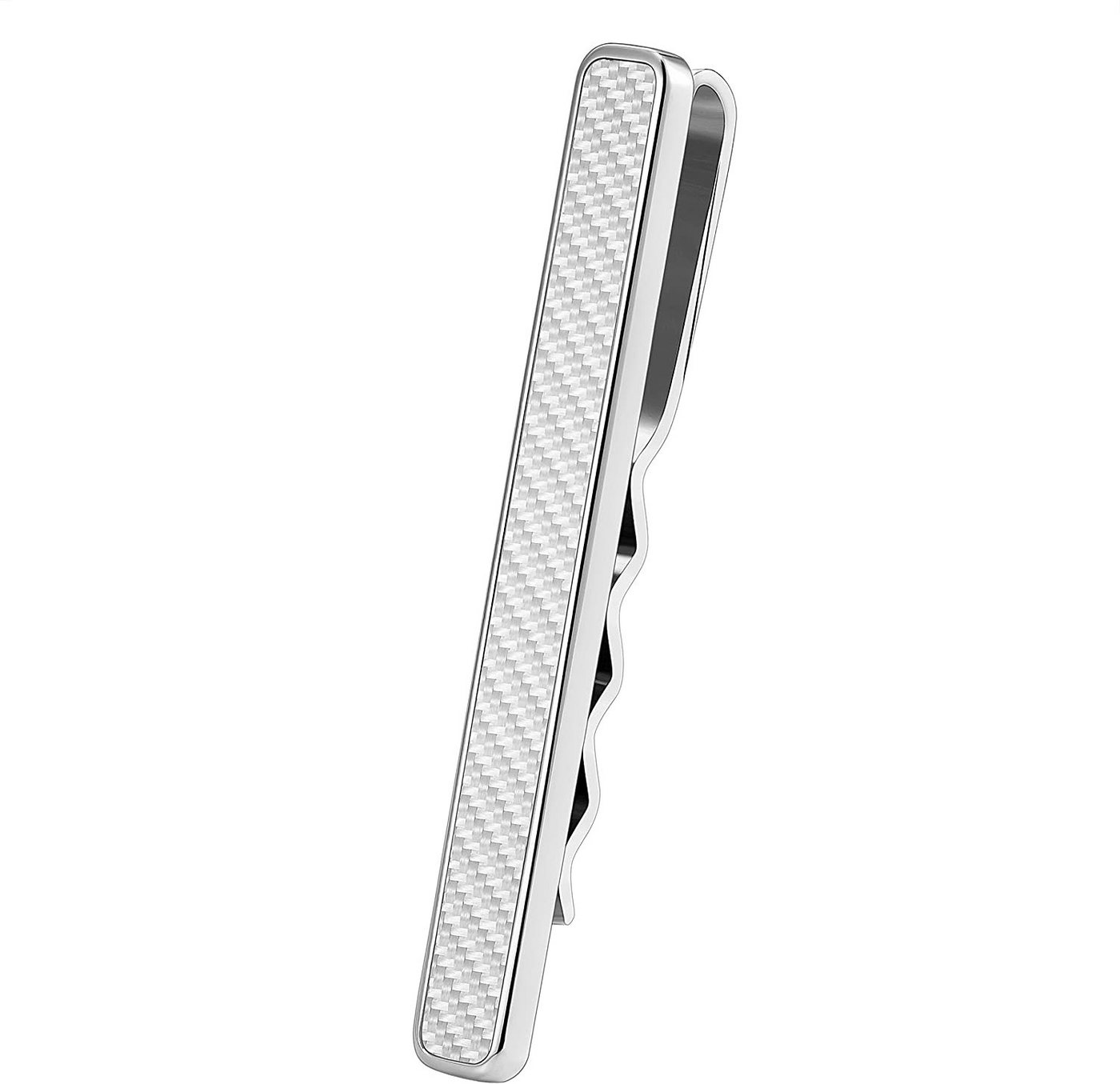 Karisma Krawattennadel Karisma Hochwertige Herren Edelstahl 316L Krawattennadel mit Karbon, /Krawattenklammer/Tie Clip Farbwahl KTC202 - Karbon-weiss von Karisma