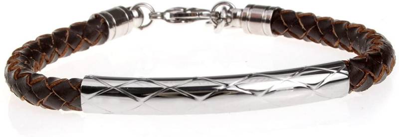 Karisma Lederarmband Geflochtes Lederarmband Braun Moderne Platte Edelstahl, Länge Verstellbar- SB8364 von Karisma