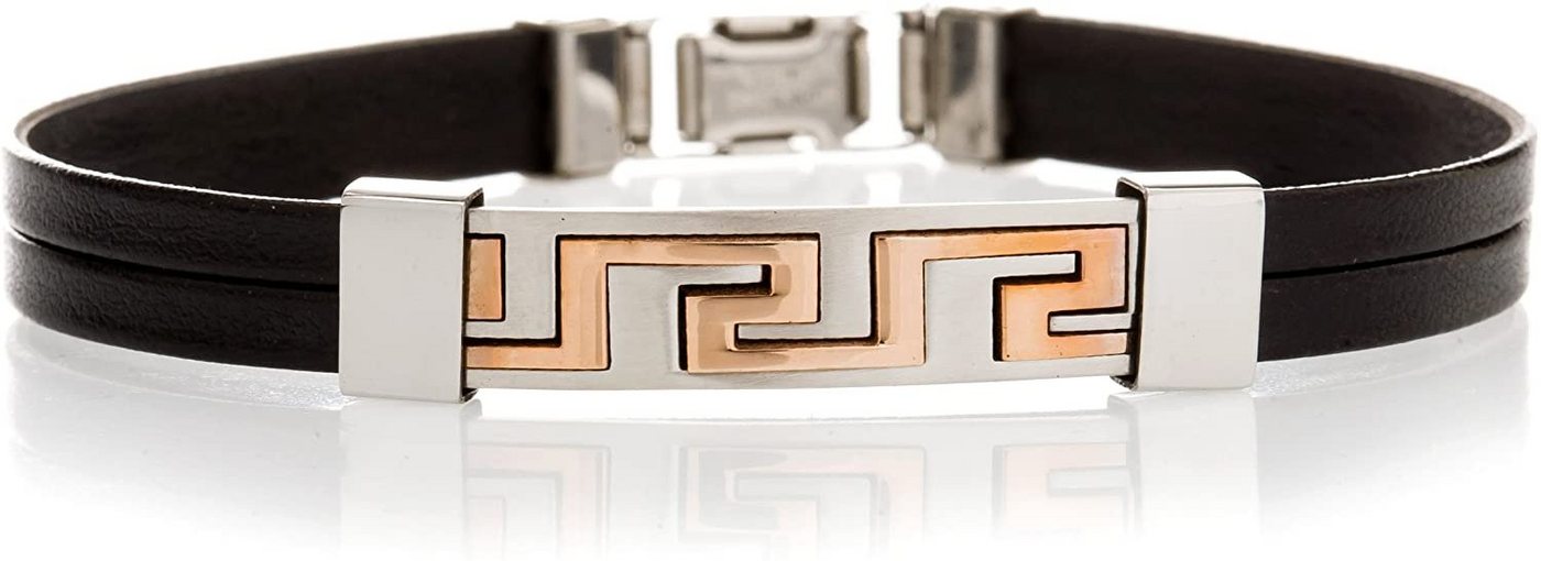 Karisma Lederarmband Immitat Leder Armband - Grieschiche Edelstahl Platte Rose Gold - SB7418-R - 21.0 Zentimeter von Karisma