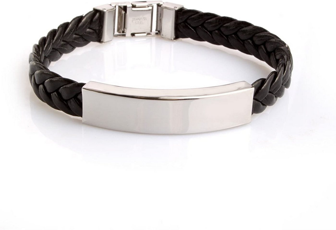 Karisma Lederarmband Karisma Herren Lederarmband mit hochglänzender Edelstahl-Platte geeignet für Gravuren Länge 19cm von Karisma