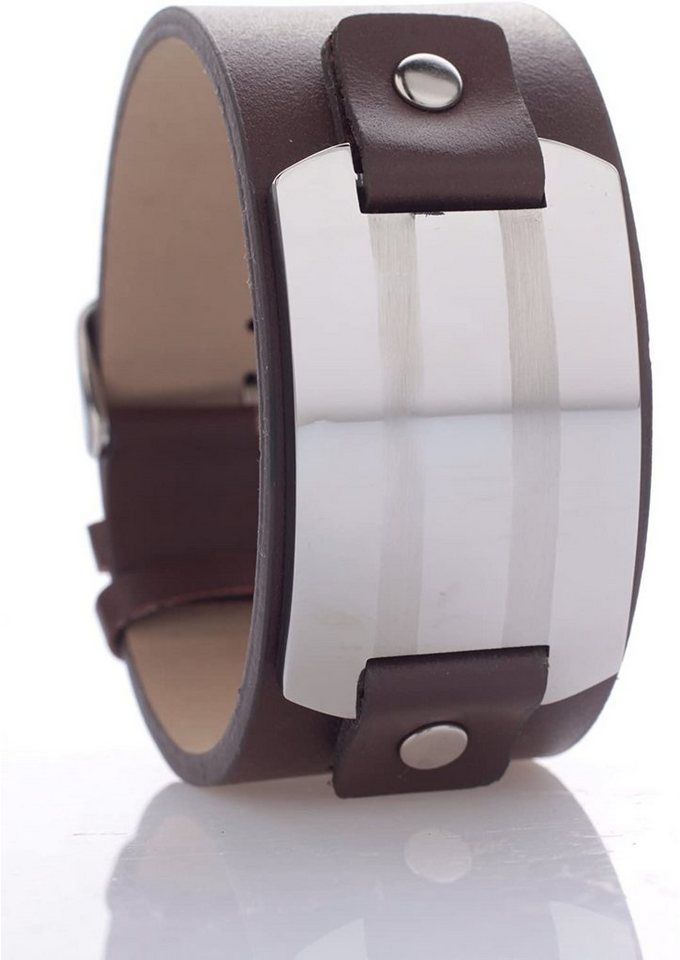 Karisma Lederarmband Karisma Leder Armband Braun Mit Edelstahl Platte Breite, 30mm - Männerschmuck von Karisma