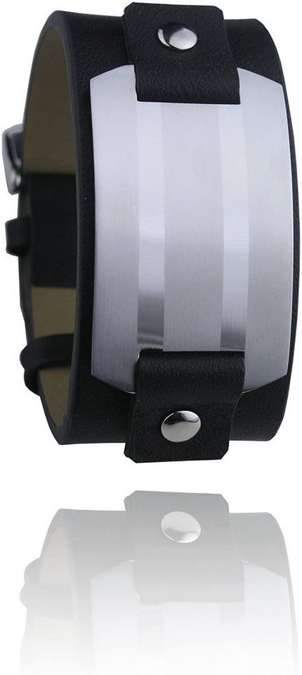 Karisma Lederarmband Karisma Leder Armband Schwarz Mit Edelstahl Platte Breite 30mm - Männerschmuck von Karisma