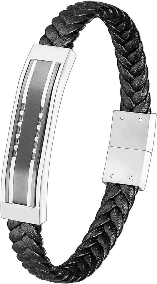 Karisma Lederarmband Karisma Männer Klassiches Lederarmband Moderne Edelstahl, Platte 21cm BLQ259 von Karisma