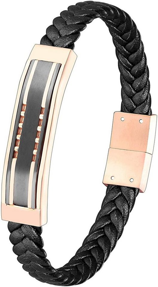 Karisma Lederarmband Karisma Männer Klassiches Lederarmband Moderne Edelstahl Platte 21cm BLQ259 - Silber von Karisma