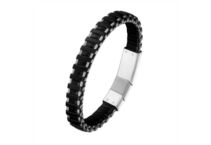 Karisma Lederarmband Karisma Männer Lederarmband Edelstahl Draht Verschluss-Platte, Länge 21cm Farbwahl - Schwarz von Karisma