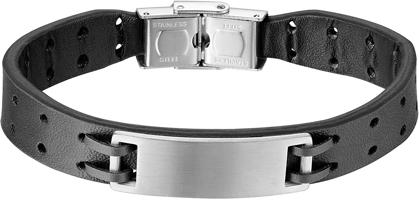 Karisma Lederarmband Karisma Männer Lederarmband Edelstahl Platte Ideal zum, Eingravieren Länge 21cm - Silber von Karisma
