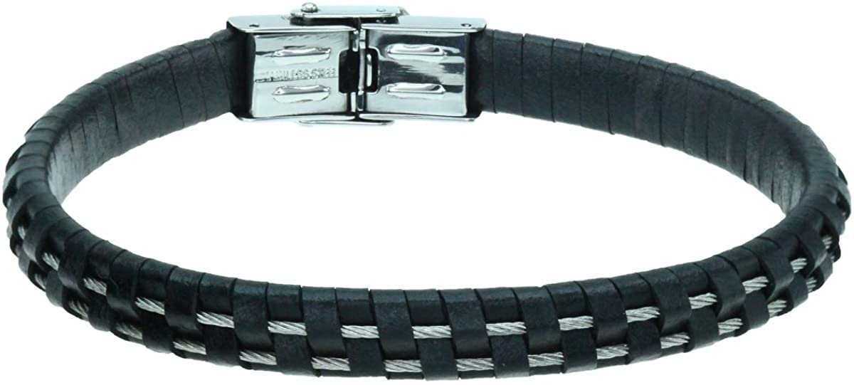 Karisma Lederarmband Karisma Männer Lederarmband mit 2 Drahten Länge 21cm - Schwarz von Karisma