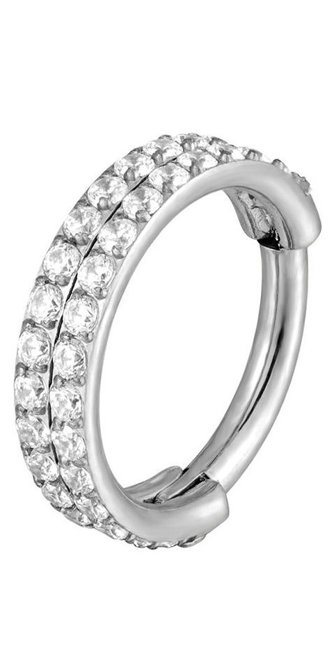Karisma Nasenpiercing 2 Rings Titan G 23 Hinged Segmentring Charnier/Conch Clicker Ring, Piercing Ohrring Premium Zirkonia Stärke 1,2mm von Karisma
