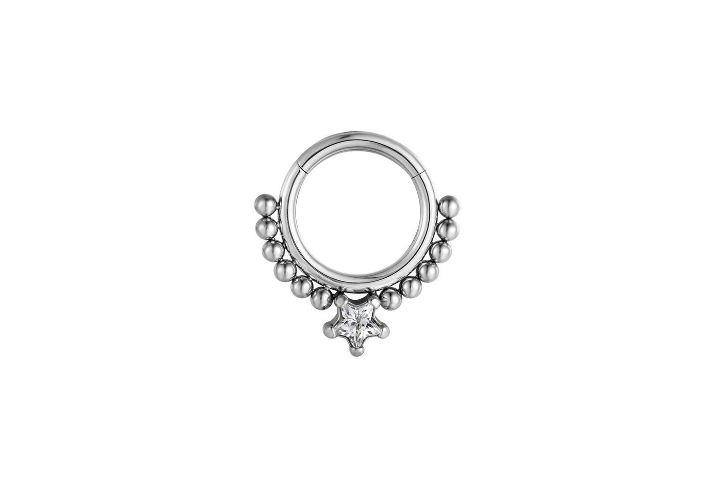 Karisma Nasenpiercing Edelstahl Hinged Segmentring Charnier/Conch Septum Clicker, Ring Piercing Kugeln Ohrring Stärke 1,2mm Weiss Durchmesser 8mm von Karisma