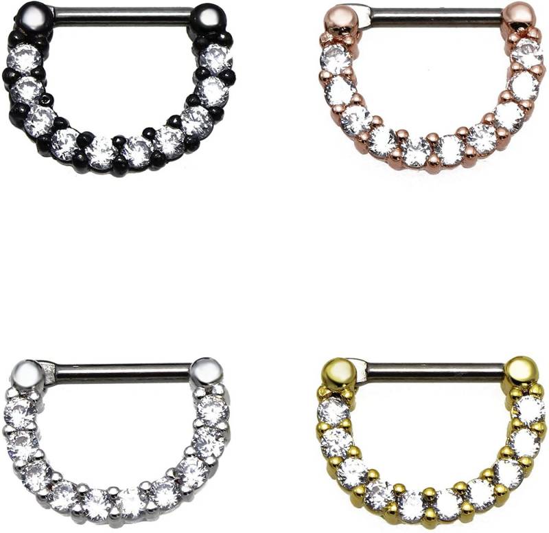 Karisma Nasenpiercing Karisma Titan G23 Septum Clicker Segment Ring Nasenring Zirkonia-, 1,2x8mm tsc-h11 - Roségold von Karisma