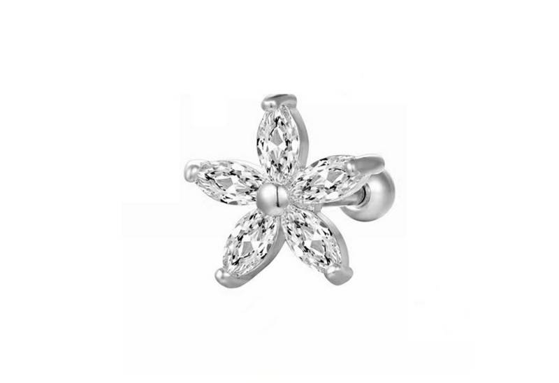 Karisma Nasenpiercing Labret/Lippe Medusa Ohrpiercing Tragus Helix Piercing Ohrring Blume, HLE127 1,2mm Stärke 8mm Edelstahlsteg von Karisma