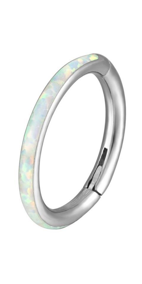 Karisma Nasenpiercing Titan G23 Hinged Segmentring Charnier/Conch Septum Clicker Ring, Stärke 1,2mm-Weiss - (Durchmesser) - 8mm, Opal Weiss von Karisma