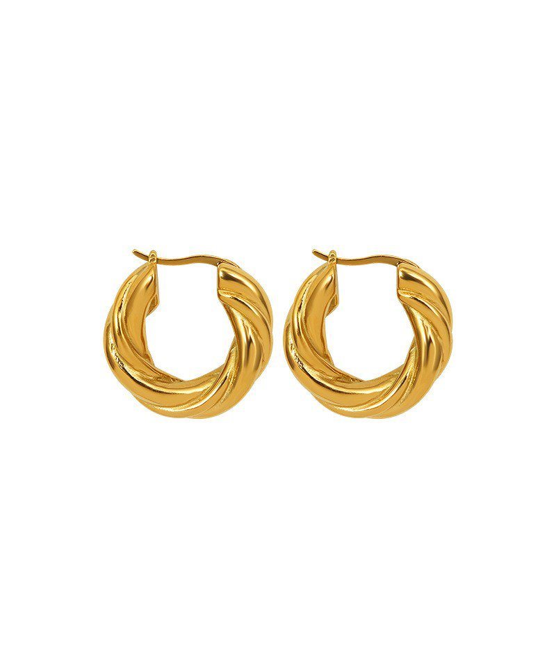 Karisma Paar Creolen Damen Twirl Ohrringe Hoops Edelstahl 18k Vergoldet CSS150 von Karisma