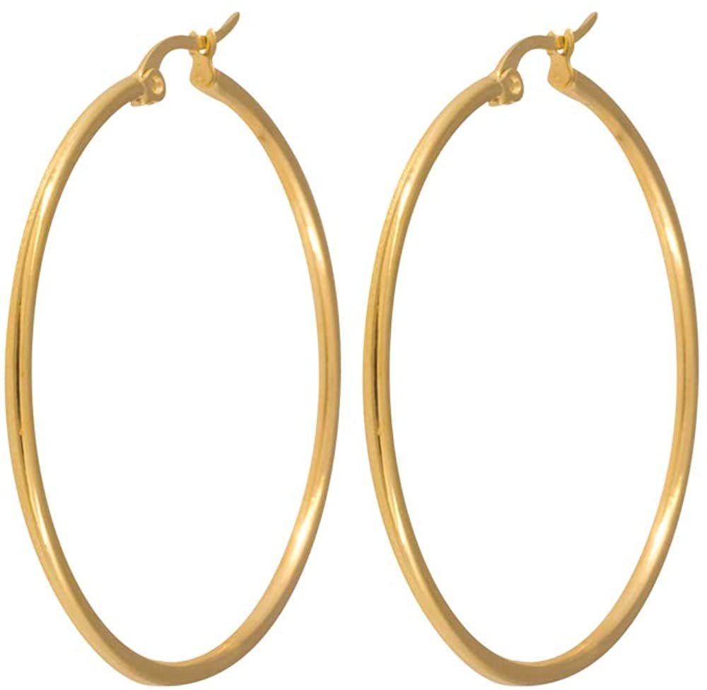 Karisma Paar Creolen Karisma 1 Paar Klassische Damen Edelstahl 316 L Stärke 2mm ERH-01 Farbwahl - Gold, 45mm von Karisma