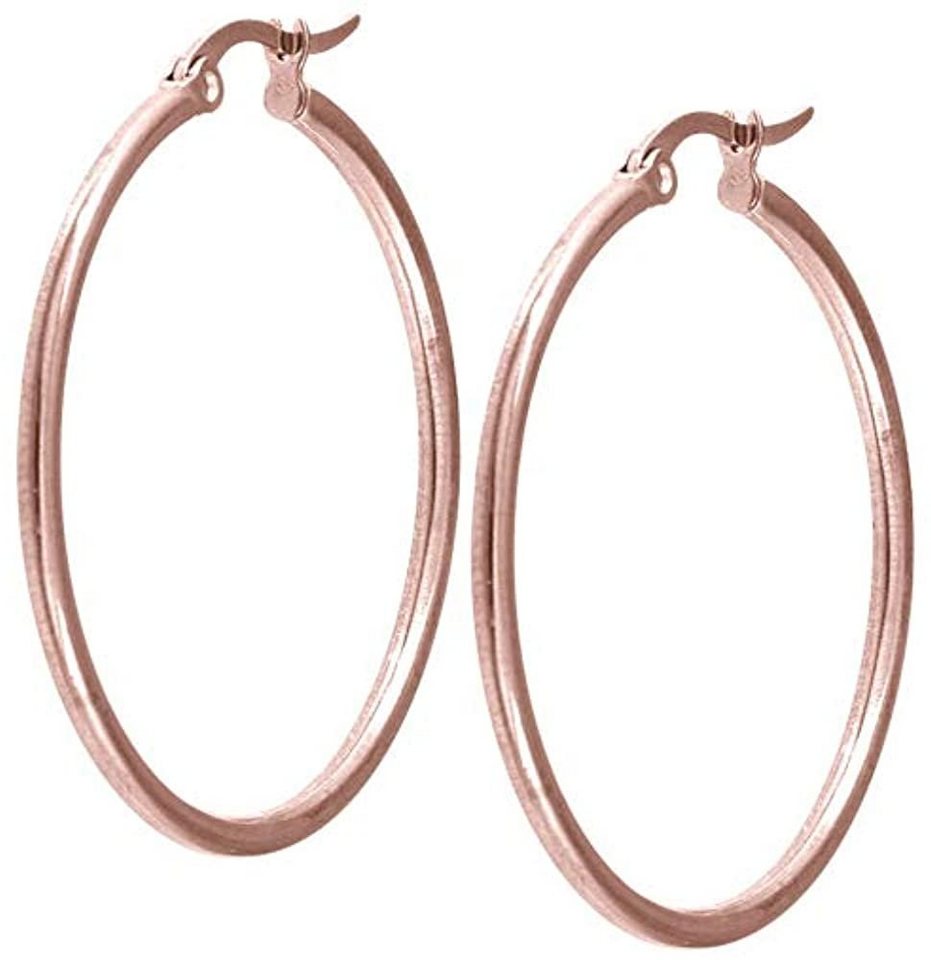 Karisma Paar Creolen Karisma 1 Paar Klassische Damen Edelstahl 316 L Stärke 2mm ERH-01 Farbwahl - Rosegold, 35mm von Karisma