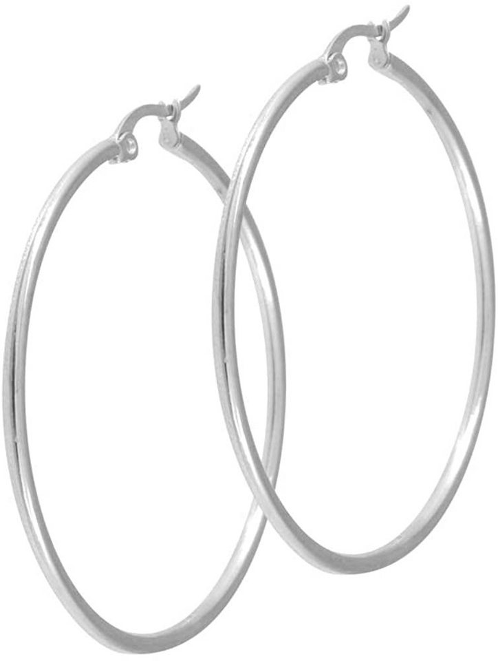 Karisma Paar Creolen Karisma 1 Paar Klassische Damen Edelstahl 316 L Stärke 2mm ERH-01 Farbwahl - Silber, 45mm von Karisma