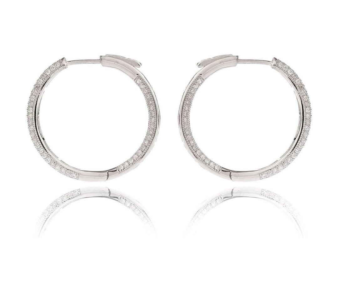 Karisma Paar Creolen Karisma Damen Silber 925 Creole Rhodiniert - Micro Gefasste von Karisma