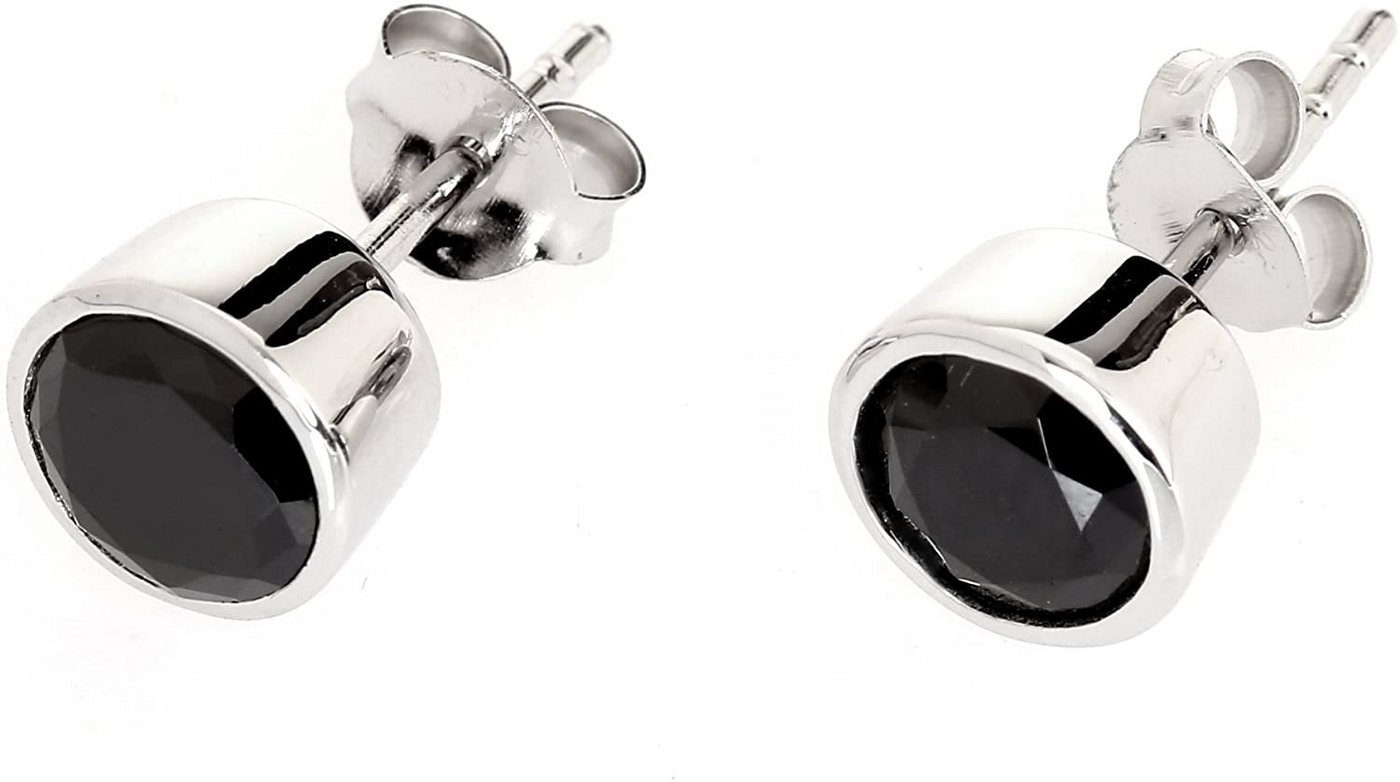 Karisma Paar Ohrstecker 1 Paar Damen Ohrstecker SterlingSilber 925 rhodiniert Ohrringe mit Zirkonia Stein Schwarz 7mm von Karisma