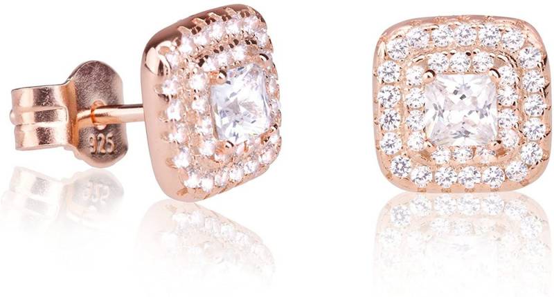 Karisma Paar Ohrstecker Karisma 1 Paar Damen Ohrstecker Silber Roségold 8mm Zirkonia Steine Weiss HS-ERG46.08RG von Karisma