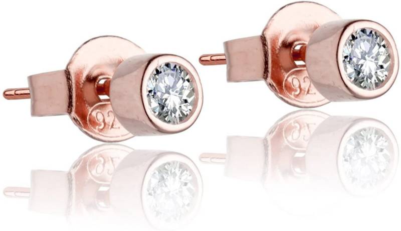 Karisma Paar Ohrstecker Karisma 1 Paar Damen rosévergoldet Ohrstecker Silber 4mm Zirkonia Stein Weiss HS-ERG53.4RG - Roségold von Karisma