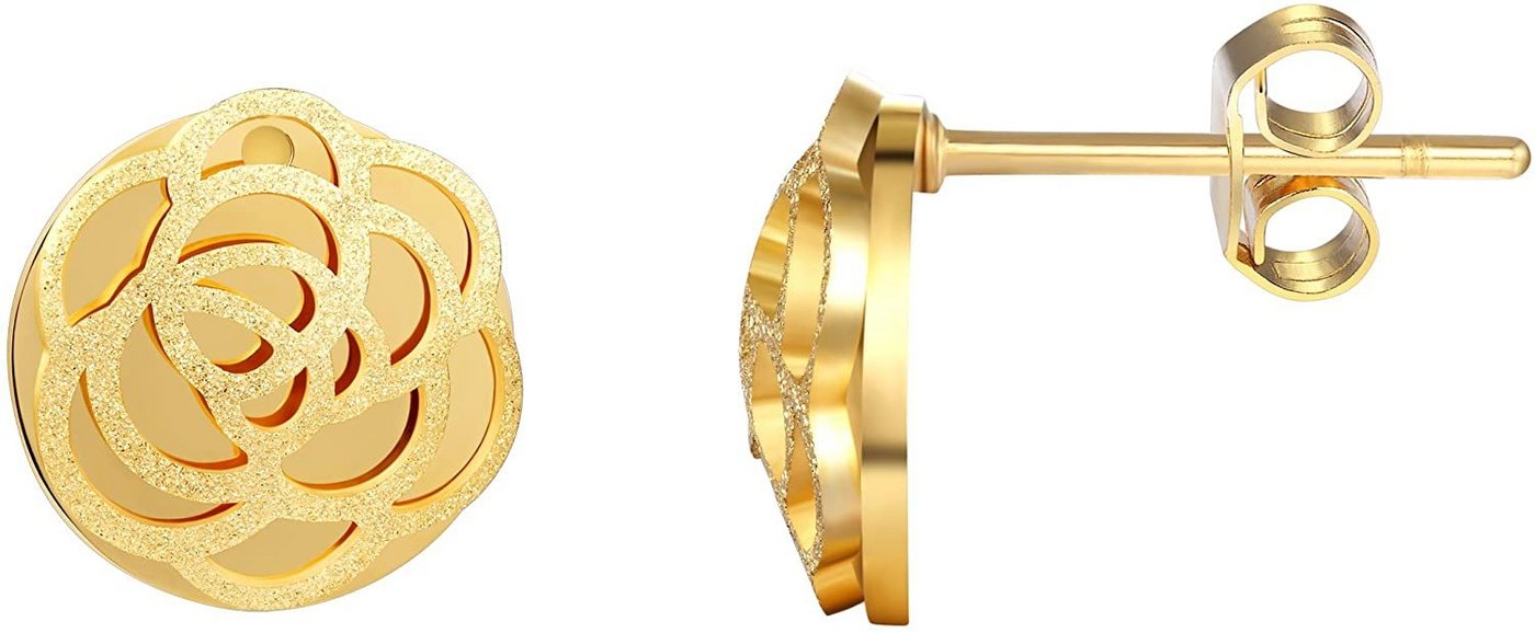 Karisma Paar Ohrstecker Karisma Damen Edelstahl Ohrstecker Blume Liebe Farbwahl EQD104 - Gold von Karisma