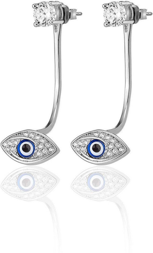 Karisma Paar Ohrstecker Karisma Damen Silber 925 Ohrstecker Zrikonia Ear Cuff Nazar Auge Blau Zirkonia - Silber Rhodiniert von Karisma