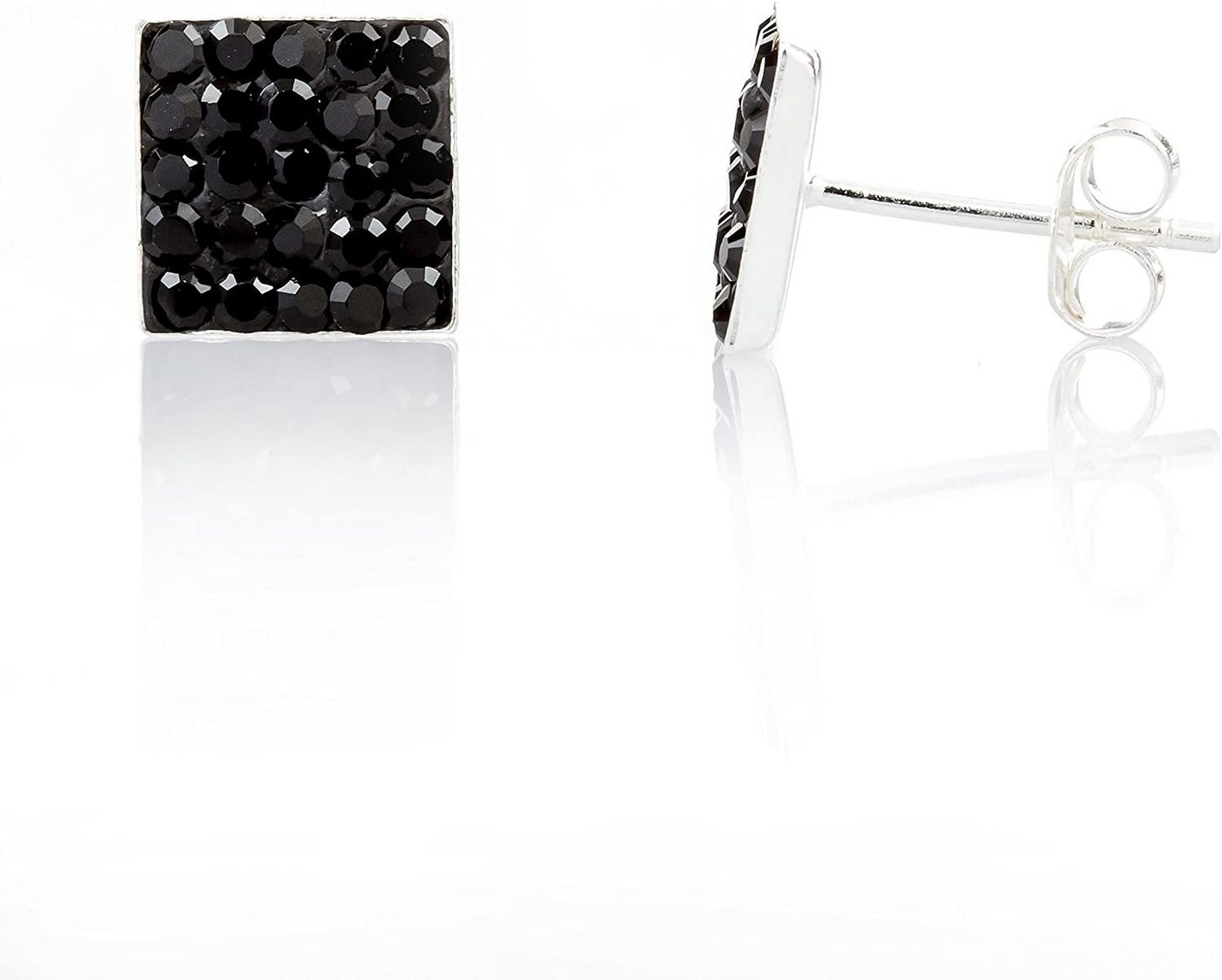 Karisma Paar Ohrstecker Ohrstecker Silber 925 Mit Kristall Elements - Unisex Black 8mm von Karisma