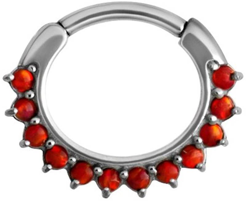 Karisma Piercing-Set Karisma Edelstahl 316L Septum Clicker Opal Segment Ring Nasenring Nasenpiercing - 1,2x8mm JSROPC-13L - Rot Opal von Karisma
