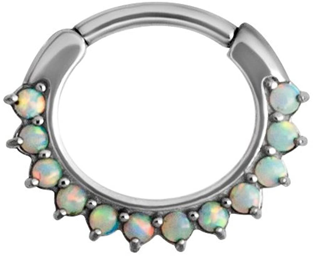 Karisma Piercing-Set Karisma Edelstahl 316L Septum Clicker Opal Segment Ring Nasenring Nasenpiercing - 1,2x8mm JSROPC-13L - Weiss Opal von Karisma