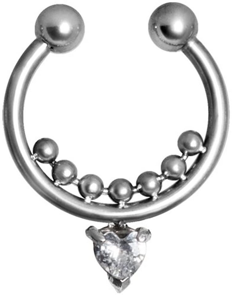 Karisma Piercing-Set Karisma Fake Shiny Septum Clicker Nasenpiercing Herz Piercing-Ring mit Zirkonia in Weiss Edelstahl 316L von Karisma