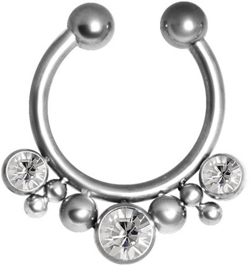 Karisma Piercing-Set Karisma Fake Shiny Septum Nasenpiercing Piercing-Ring mit Kristallsteine in Weiss Edelstahl 316L von Karisma