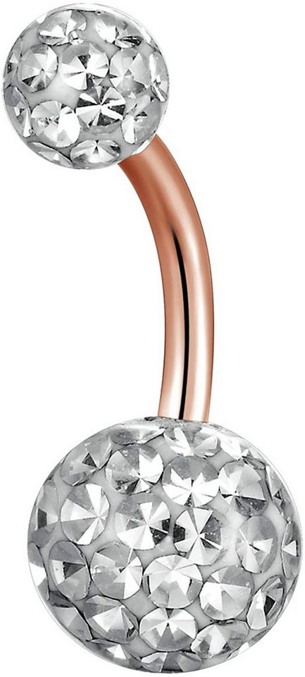 Karisma Piercing-Set Karisma Roségold Titan G23 Bauchnabelpiercing Sealed mit Kristall Elements 5/8mm Weisse Kugeln Epoxyharz.HB177 - Länge 12mm von Karisma
