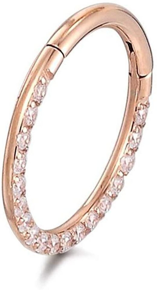Karisma Piercing-Set Karisma Roségold Titan G23 Hinged Segmentring Charnier/Conch Septum, Clicker Ring Piercing Ohrring Zirkonia Stärke 1,2mm Größe 10mm von Karisma