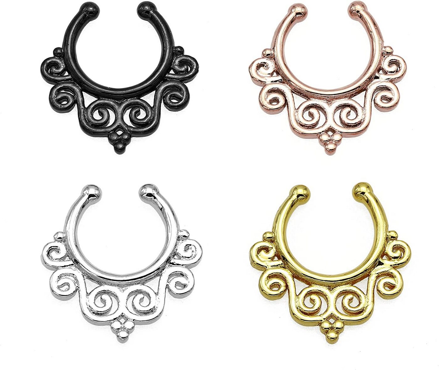 Karisma Piercing-Set Karisma Titan G23 Fake Septum Ring Nasenring Nasenpiercing Zirkonia- 1,2x8mm hfs-73 - Gold von Karisma