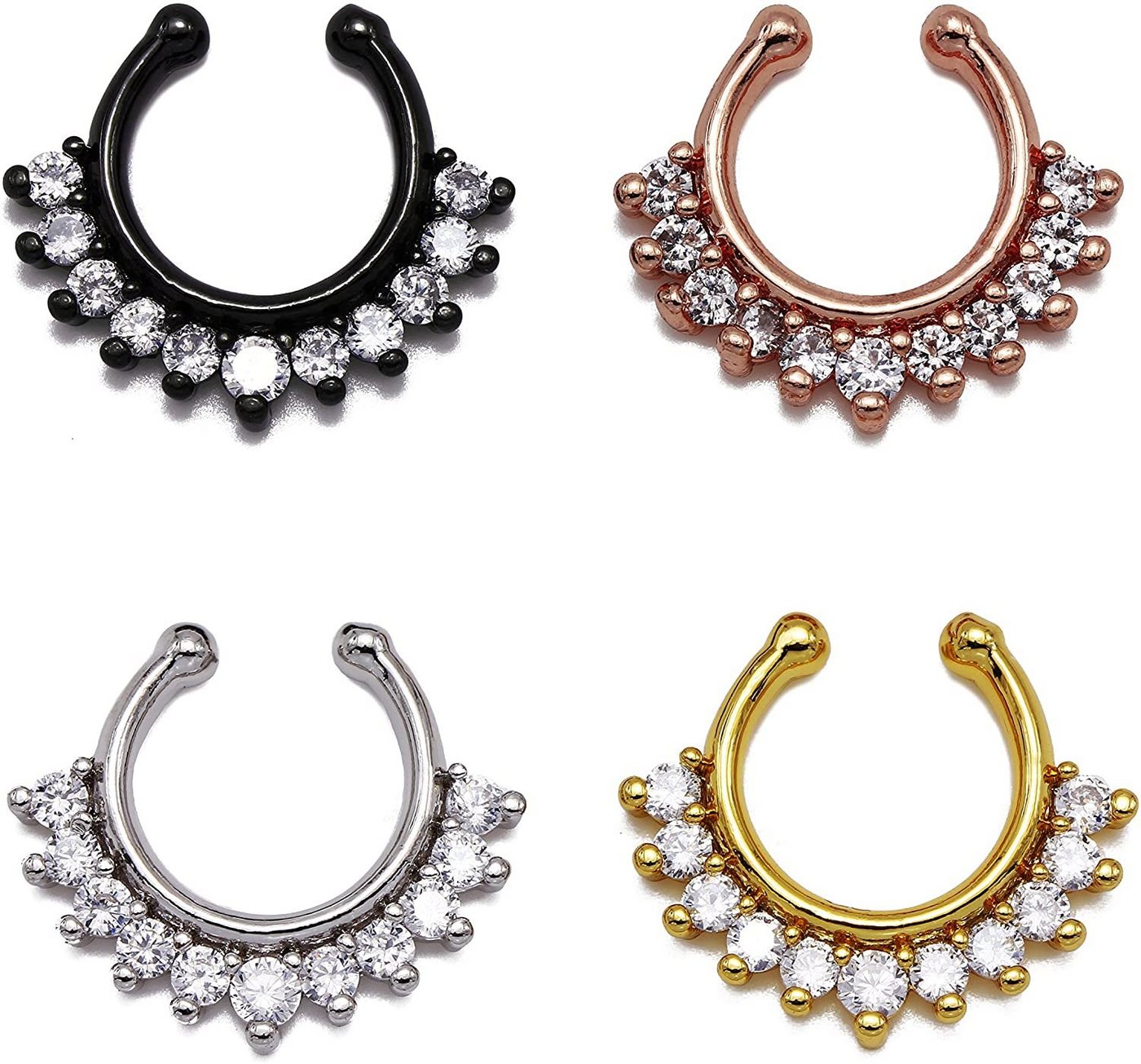 Karisma Piercing-Set Karisma Titan G23 Fake Septum Ring Nasenring Nasenpiercing Zirkonia- 1,2x8mm hfs-76 - Roségold von Karisma