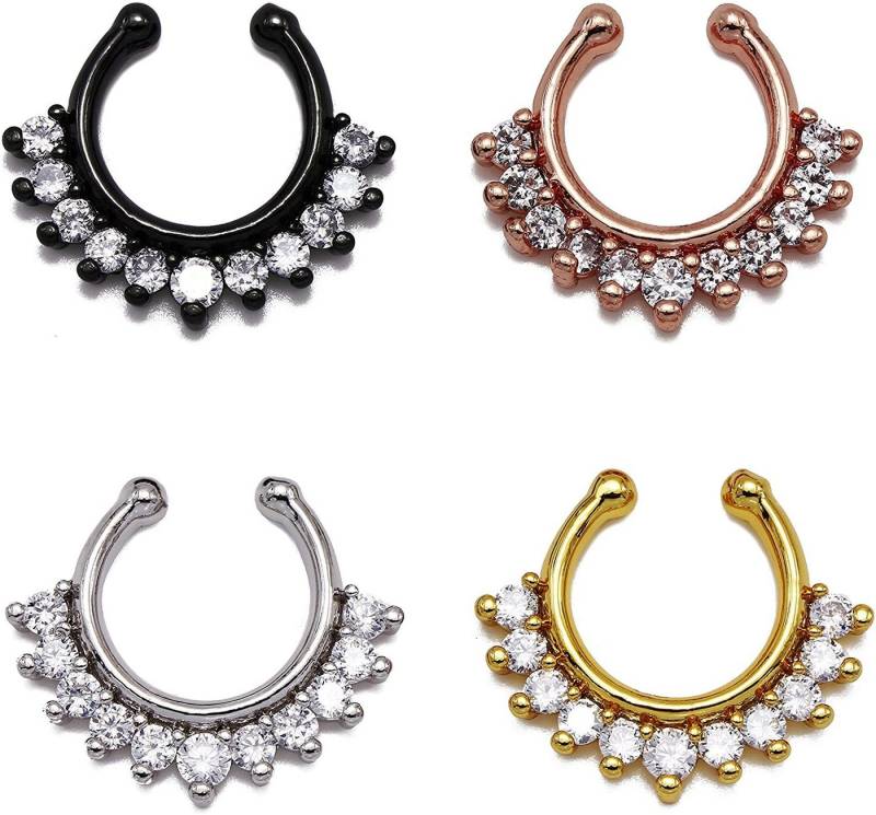 Karisma Piercing-Set Karisma Titan G23 Fake Septum Ring Nasenring Nasenpiercing Zirkonia- 1,2x8mm hfs-76 - Schwarz von Karisma