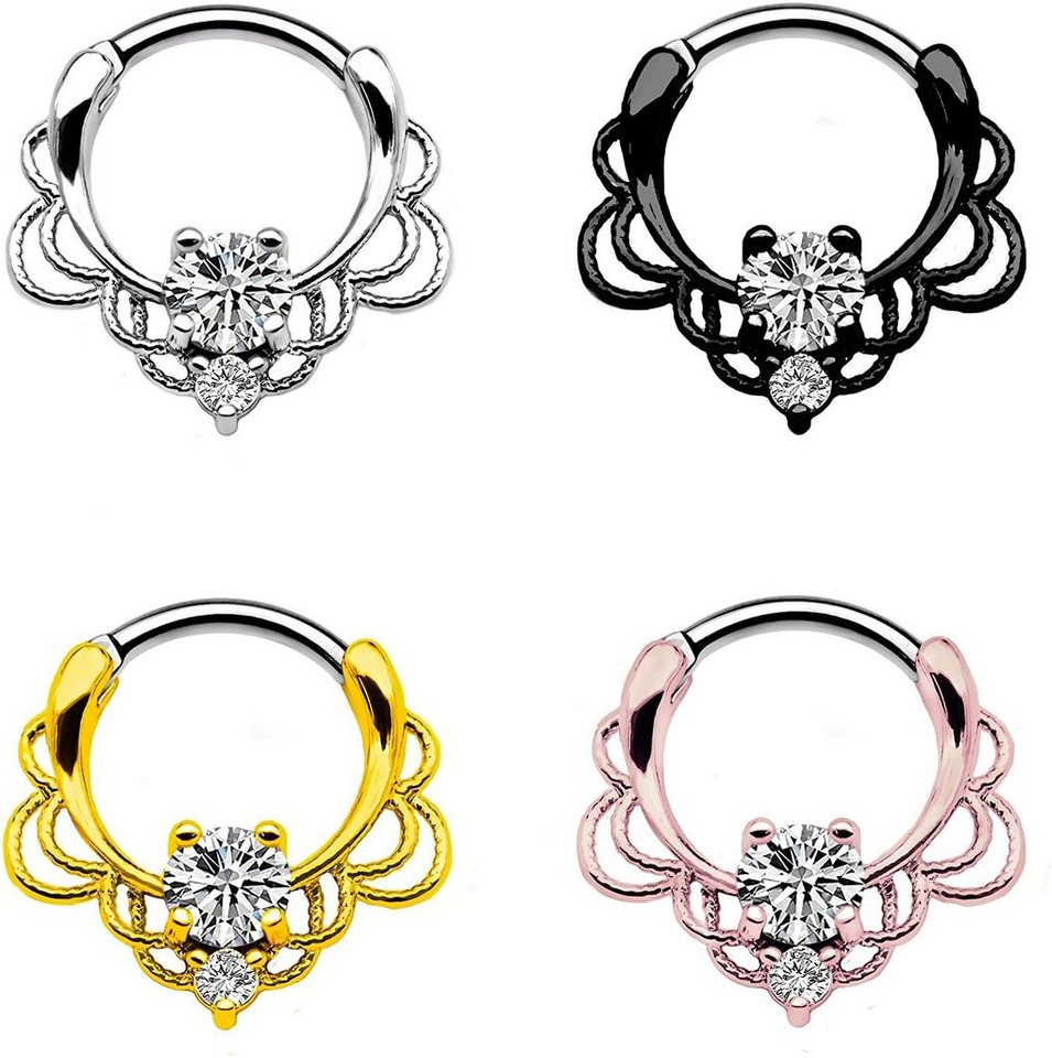 Karisma Piercing-Set Karisma Titan G23 Septum Clicker Segment Ring Nasenring Nasenpiercing 2 Zirkonia - 1,2x8mm tsc-h014 - Roségold von Karisma