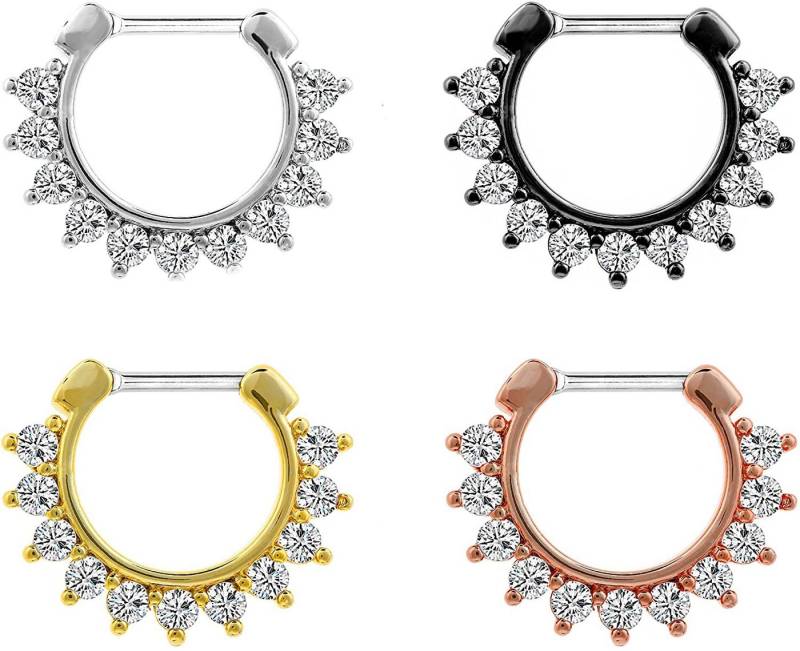 Karisma Piercing-Set Karisma Titan G23 Septum Clicker Segment Ring Nasenring Nasenpiercing Zirkonia- 1,2x8mm tsc-h009 - Gold von Karisma