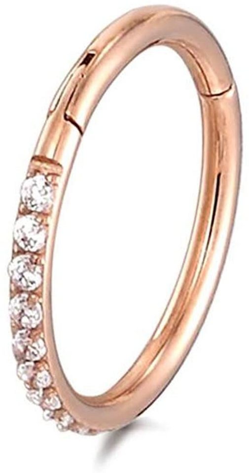 Karisma Piercing-Set Karisma Titan Roségold G23 Hinged Segmentring Charnier/Conch Clicker Ring Piercing Ohrring Zirkonia Stärke 1,2mm - 10mm von Karisma