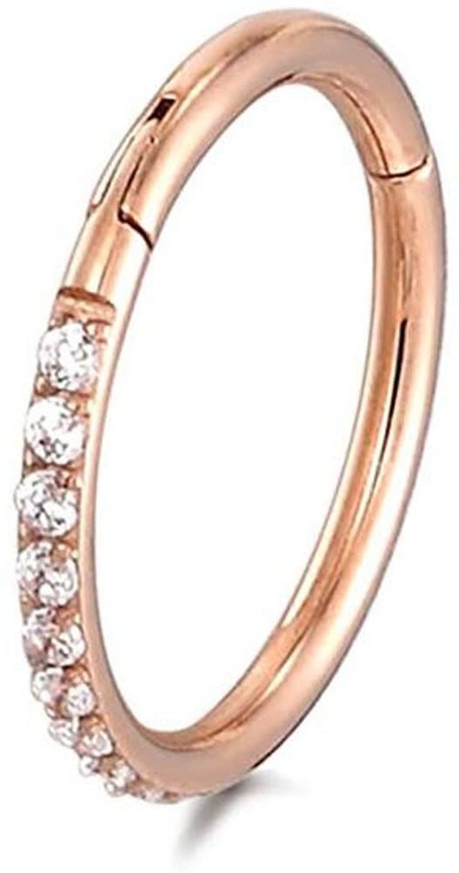 Karisma Piercing-Set Karisma Titan Roségold G23 Hinged Segmentring Charnier/Conch Clicker Ring Piercing Ohrring Zirkonia Stärke 1,2mm - 8mm von Karisma