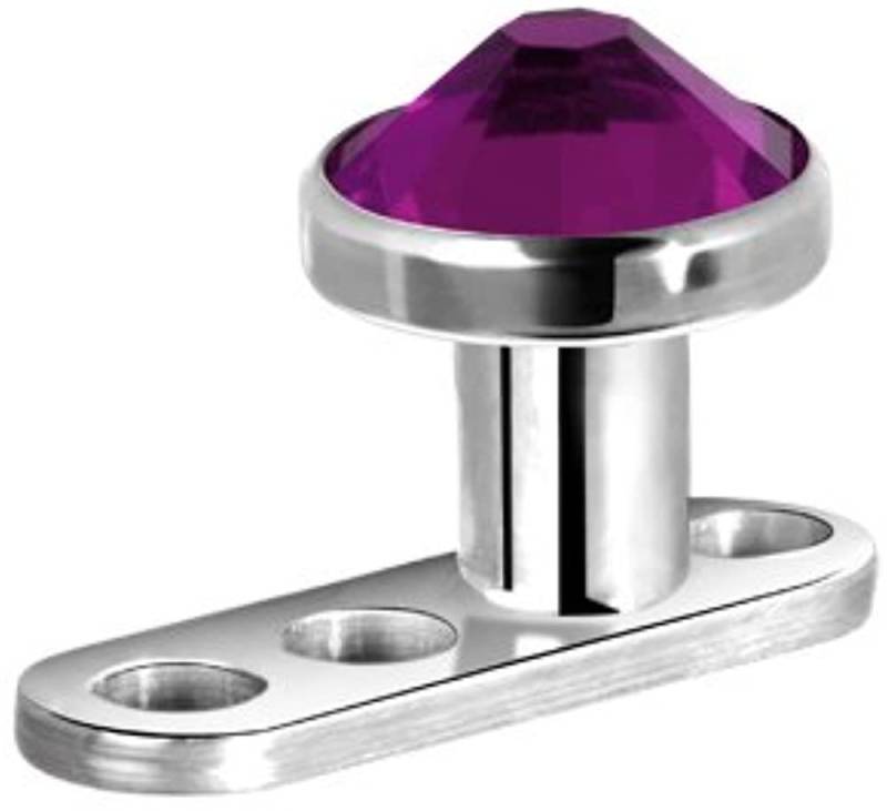 Karisma Piercing-Set Micro Dermal Anchor Surface Piercing G23 Kristal Stein 4mm - Fuchsia von Karisma