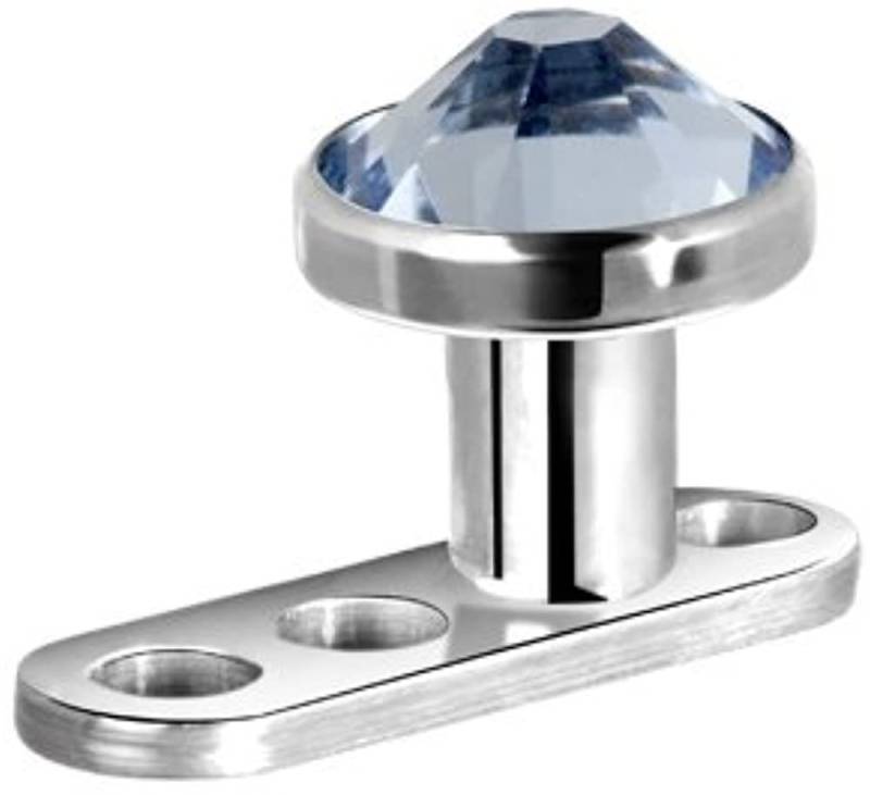 Karisma Piercing-Set Micro Dermal Anchor Surface Piercing G23 Kristal Stein 4mm - Leicht Blau von Karisma