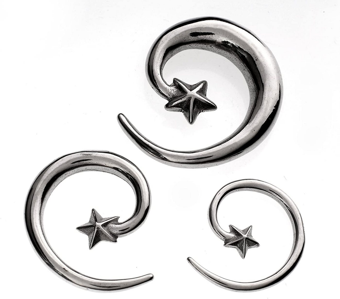 Karisma Piercing-Set Ohr Dehnung Spirale Expander Stahl Silber Stern - 1930.3mm von Karisma