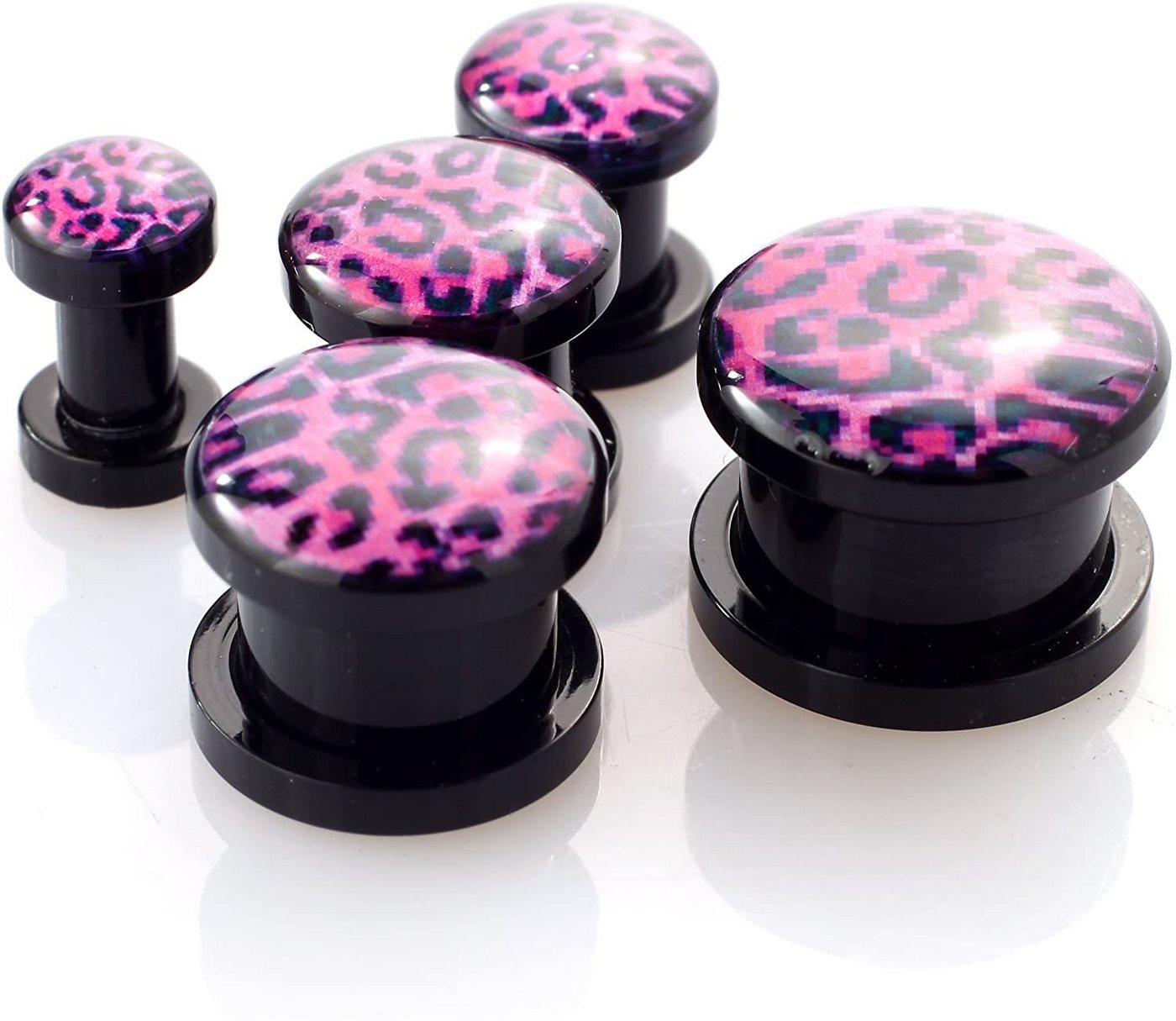 Karisma Plug Ohr Flesh Acryl Tunnel Piercing Schwarz Screw On Logo Leopard Lila VPPI.149.10mm von Karisma